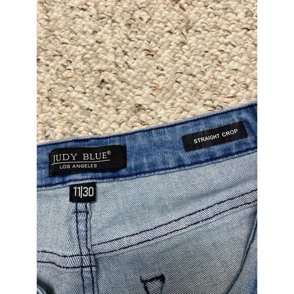 Judy Blue Distressed Blue Ankle Jeans - Picture 6 of 9